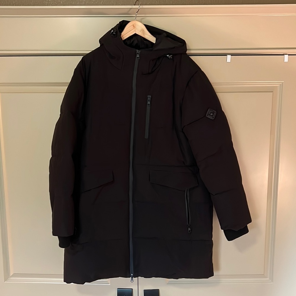Alpine North MEN'S VEGAN DOWN (RECYCLED) PUFFER COAT, BLACK XL